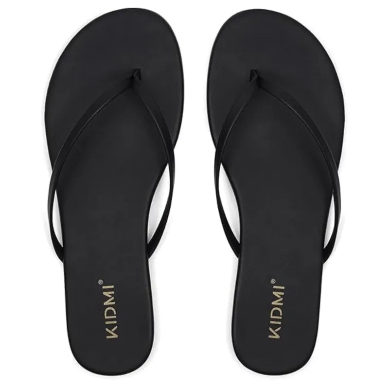 Comwarm 2026 Thong Flip Flops for Women Summer Beach Sandals for Women Vegan Leather Fashion Flat Slippers with Rubber Sole